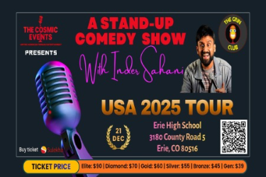 Inder Sahani Stand-Up Comedy Live 2025 in Denver in Erie, CO