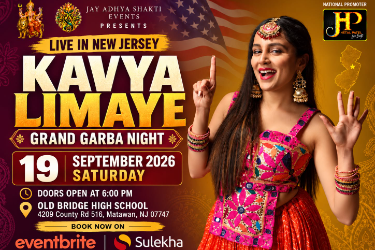 Kavya Limaye - Grand Garba Night 2026 In New Jersey - New Jersey Indian event on Sat, Sep 19
