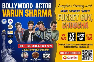 Laughter Evening with Bollywood Actor Varun Sharma in Riverside, CA