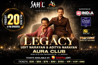 Legacy – Udit Narayan & Aditya Narayan In Il - Chicago Indian event on Fri, Nov 20