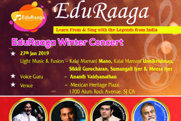 Light Music & Fusion Concert featuring Mano, Unnikrishnan, Sikkil Gurucharan, Pragathi and Meera Iyer in San Jose, CA