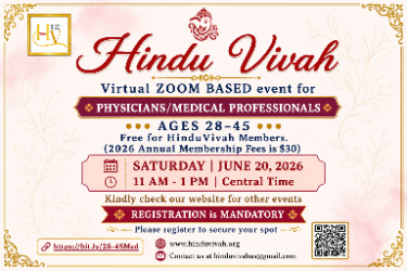 HINDU VIVAH | ZOOM EVENT, JUNE 13, ALL IMMIGRATION STATUS, Ages 37 - 46 in ZOOM,