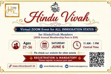 HINDU VIVAH | ZOOM EVENT, JUNE 06, ALL IMMIGRATION STATUS, Ages 27 - 36 in ZOOM,