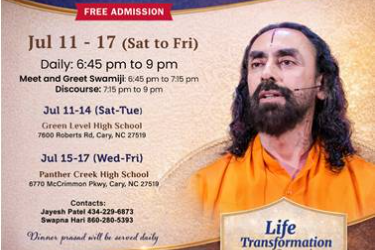 Meet And Greet With Swamiji And Enlightening Discourses on "Mindsets for happiness and fulfillment." in , NC