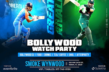 MIAMI BOLLYWOOD CRICKET WATCH PARTY ON BIG SCREEN AT SMOKE WYNWOOD in Miami, FL