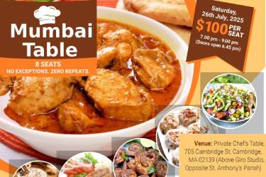 Mumbai Table Dinner on 26 July 2025 in Cambridge, MA