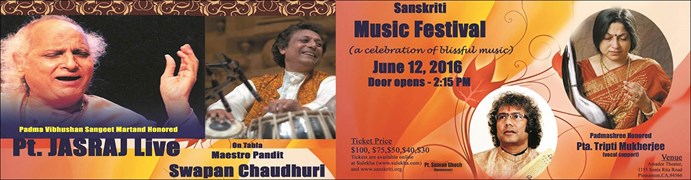 Music Festival 2016 - Pandit Jasraj Live With Pandit Swapan Chaudhuri,Pta. Tripti Mukherjee  and Pt. Suman Ghosh  in Pleasanton, CA
