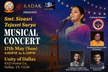 Musical Concert by Smt. Sivasri Tejasvi Surya in Dallas, TX