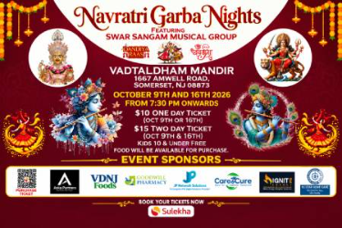 Navratri Garba Nights Featuring Swar Sangam Musical Group - 9th Oct In NJ in Somerset, NJ