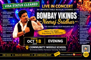 Bombay Vikings (neeraj Shridhar) Live In Concert On Oct 18, 2026 At Plainsboro, Nj 08536 - New Jersey Indian event on Sun, Oct 18