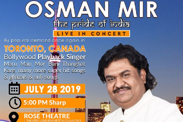 Osman Mir Live in Concert 2019 - Toronto in BRAMPTON, ON