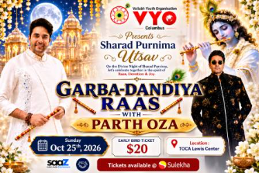 Parth Oza Garba Dandiya Raas 2026 In Columbus - Cleveland Indian event on Sun, Oct 25