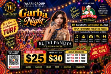 Raas & Garba Event With Rutvi Pandya In Detroit - Detroit Indian event on Sat, Sep 26