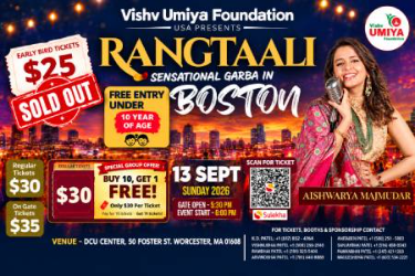 Rangtaali with Aishwarya Majmudar Garba 2026 in Boston in Worcester, MA