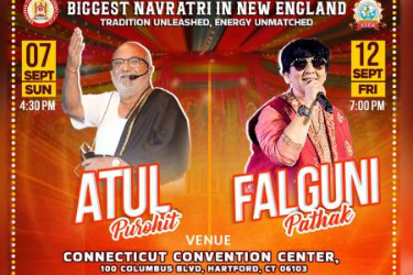 Special Combo tickets for Garba King Atul Purohit on Sept. 7th & Garba Queen Falguni Pathak on Sept. 12th in Hartford, CT