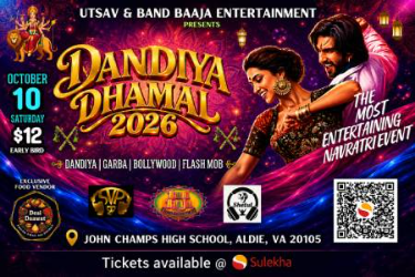 Dandiya Dhamal October 10, 2026 - Navratri Dandiya Garba in Aldie, VA