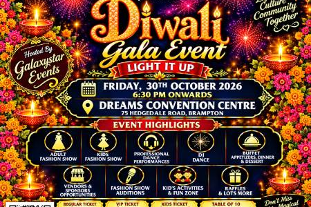 Book Tickets for  Diwali Gala Event – Light It Up in Brampton, ON