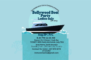 Book Tickets for  FEMALE ONLY BOLLYWOOD BOAT PARTY in Toronto, ON