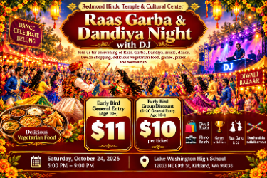 Raas Garba & Dandiya Night with Dj- Oct 24, 2026  in Kirkland, WA