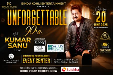 Unforgettable 90's With Kumar Sanu Live In Bethlehem, PA in Bethlehem, PA