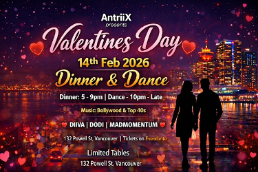 Valentine’s Day Dinner & Dance - Bollywood & Top 40s, Vancouver, BC