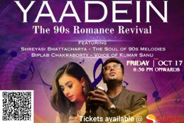 Yaadein – The 90s Romance Revival Featuring Shreyasi Bhattacharya & Biplab Chakraborty in Georgia in Norcross, GA