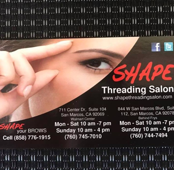 Shape Threading Salon in San Marcos, CA