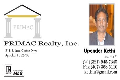 Upender Kethi PRIMAC RALTY Orlando FL