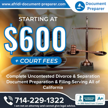 Divorce And Separation Document Preparer in Costa Mesa, CA