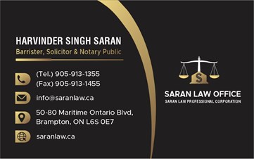 Saran Law Office General Contracting Services Brampton, ON