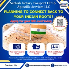 Sathish Notary Passport OCI & Apostille Services L