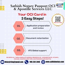 Sathish Notary Passport OCI & Apostille Services L