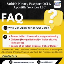 Sathish Notary Passport OCI & Apostille Services L