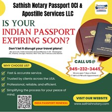 Sathish Notary Passport OCI & Apostille Services L