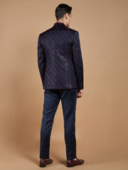 blue-embroidered party wear suit medium