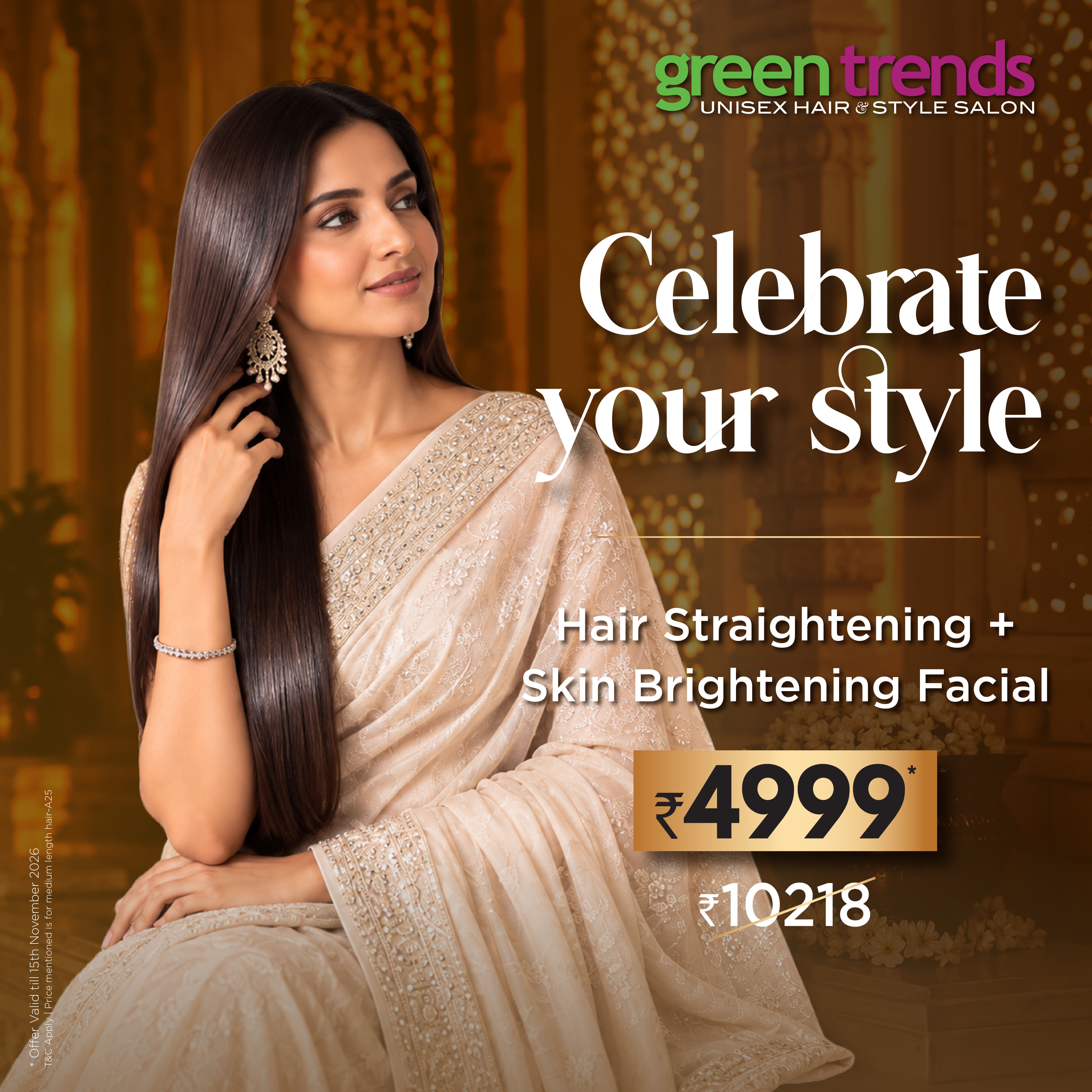 Hair Smoothening + Skin Brightening Facial