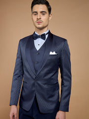 mens navy blue printed tuxedo 6 medium