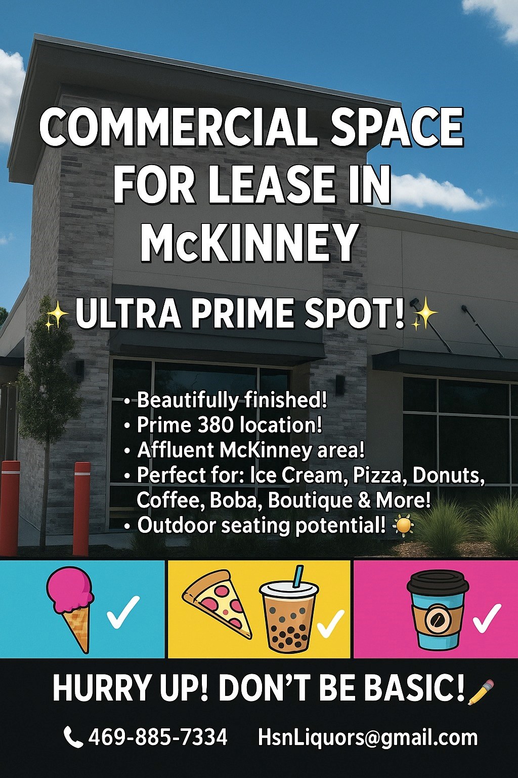 Commercial Space For Lease In Mckinney, Texas In An Ultra Prime Spot
